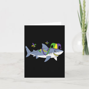 Mardi Gras Carnival Jester Shark Animal Lover Funn Card