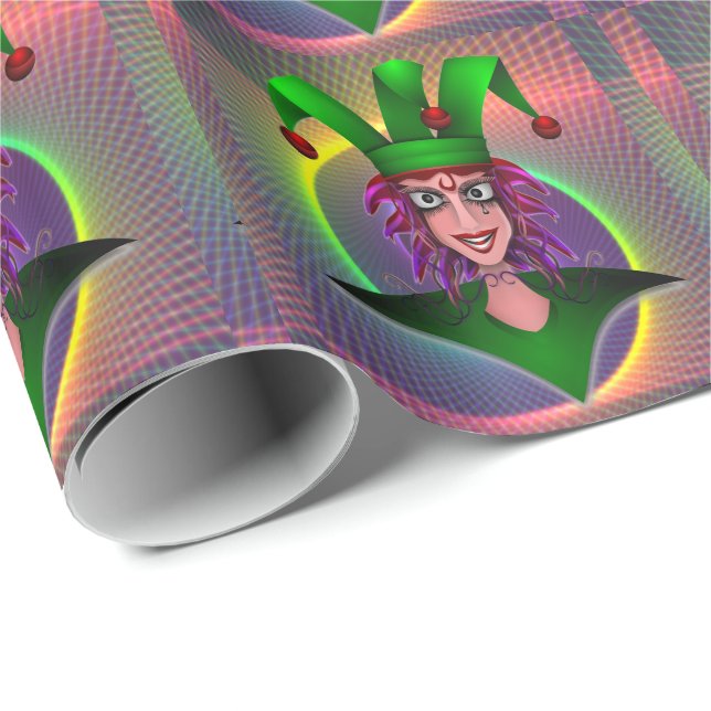 Mardi Gras Carnival Jester Wrapping Paper (Roll Corner)