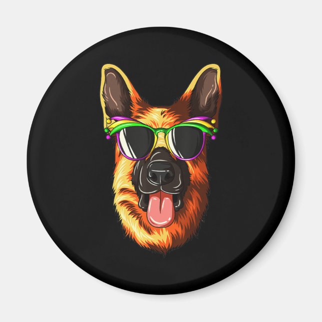 Mardi Gras Carnival Mask German Shepherd Magnet (Front)