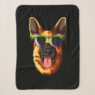 Mardi Gras Carnival Mask German Shepherd Sherpa Blanket
