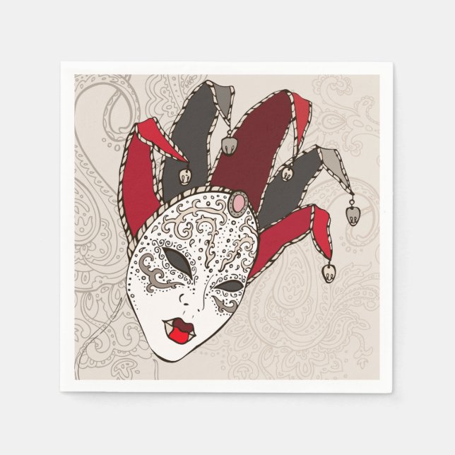 Mardi Gras Carnival Mask Paper Napkins (Front)