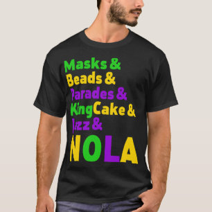 Mardi Gras Carnival Masks Beads Jazz Parade King C T-Shirt