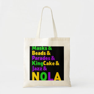 Mardi Gras Carnival Masks Beads Jazz Parade King C Tote Bag