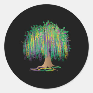 Mardi Gras Carnival Mexican Graphic Bead-tree Bour Classic Round Sticker