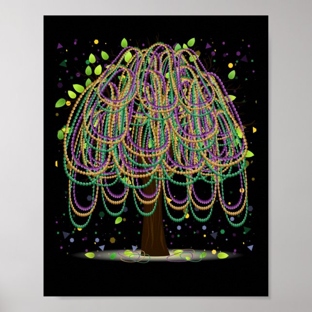 Mardi Gras Carnival Mexican Graphic Bead Tree Poster (Front)