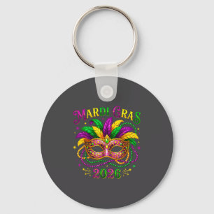 Mardi Gras Carnival New Orleans 2026 Jester Mask B Key Ring
