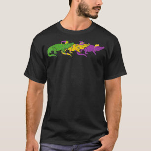 Mardi Gras Carnival Party Cute Three Alligator Ani T-Shirt