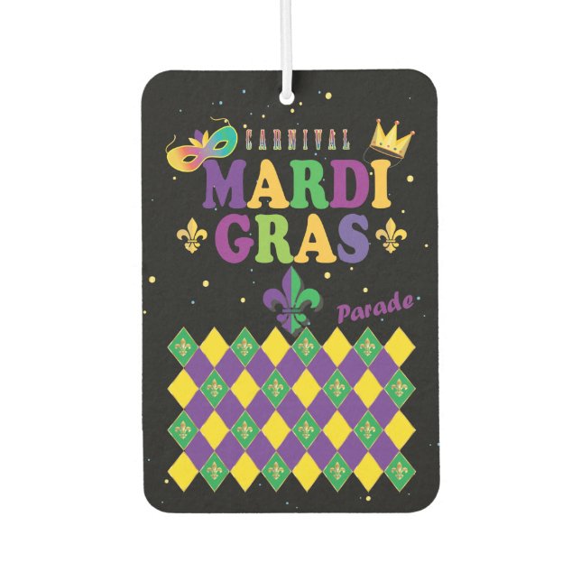Mardi Gras Carnival Party Fleur de Lis Rhombus Car Air Freshener (Front)