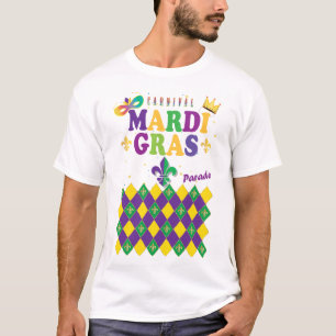 Mardi Gras Carnival Party Fleur de Lis Rhombus T-Shirt