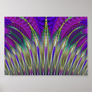 Mardi Gras Carnival Purple and Green Fractal Poster