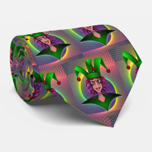 Mardi Gras Carnival  Purple Green Jester Tie