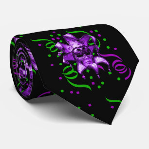 Mardi Gras Carnival  Purple Mask With Confetti Tie