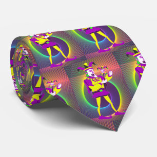 Mardi Gras Carnival  Purple Yellow Jester Tie