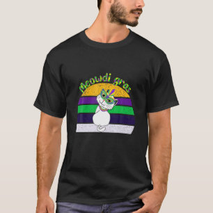 Mardi Gras Cat Apparel Wearing Mask, Gift For Cat T-Shirt