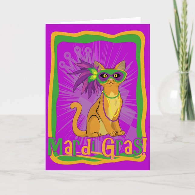 Mardi Gras Cat Card (Front)