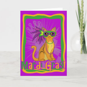 Mardi Gras Cat Card