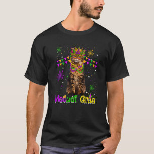 Mardi Gras Cat Cute Maine Coon Cat Carnival Mask T-Shirt