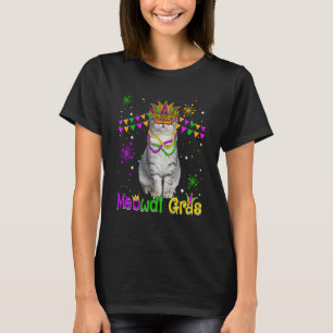 Mardi Gras Cat Cute Scottish Fold Cat Carnival Mas T-Shirt