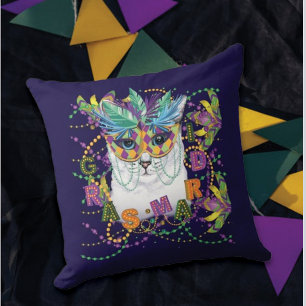 Mardi Gras Cat, Funny Mardi Gras Cushion