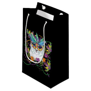 Mardi Gras Cat, Funny Mardi Gras Small Gift Bag