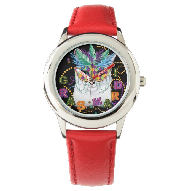 Mardi Gras Cat, Funny Mardi Gras Watch (Front)