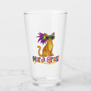 Mardi Gras Cat Glass