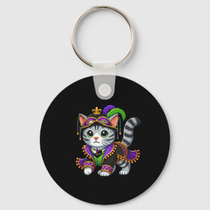 Mardi Gras Cat  Key Ring
