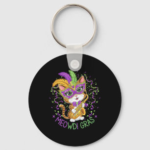 Mardi Gras Cat Lovers Key Ring