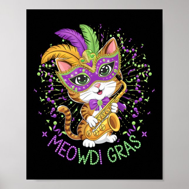 Mardi Gras Cat Lovers  Poster (Front)