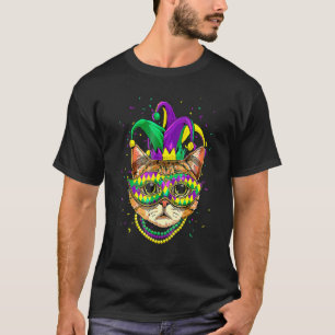 Mardi Gras Cat Mask Funny Carnival Parade Party Ca T-Shirt