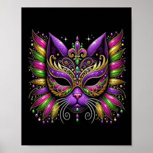 Mardi Gras Cat Mask New Orleans Women Kids Mardi G Poster