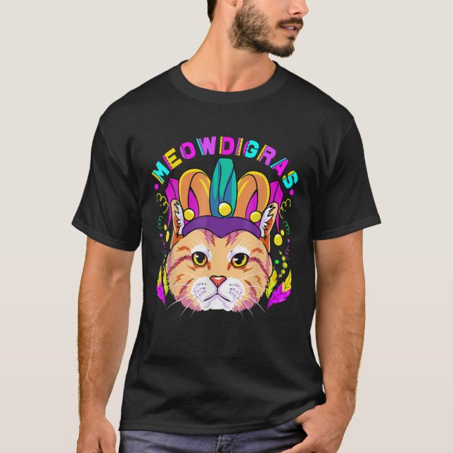 Mardi Gras Cat Meowdigras Kids Teen Girls Parade C T-Shirt (Front)