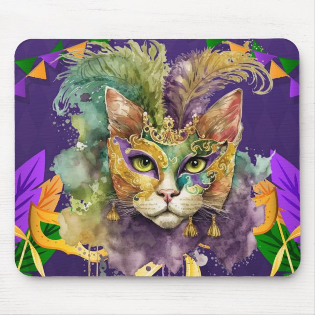 Mardi Gras Cat Mouse Pad (Front)