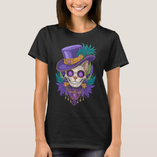 Mardi Gras Cat Sugar Skull Carnival New Orleans Me T-Shirt