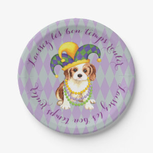 Mardi Gras Cavalier King Charles Spaniel Paper Plate