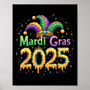 Mardi Gras Celebration 2025 Mask Feathers Mardi Gr Poster