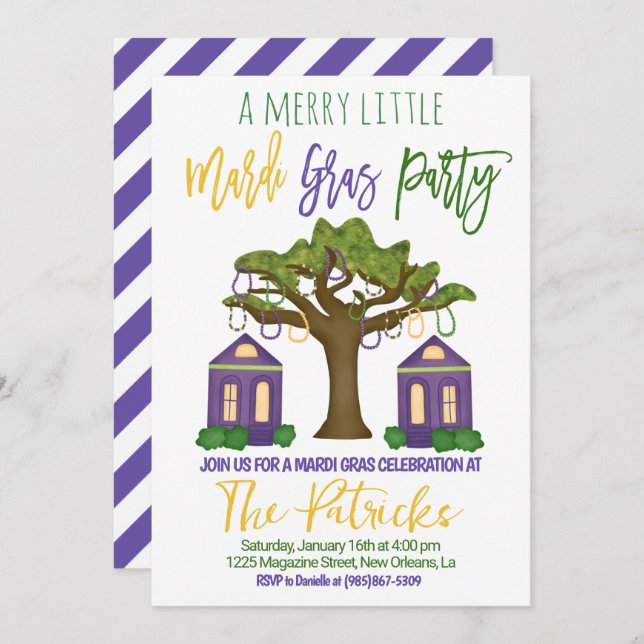Mardi Gras Celebration Invitation (Front/Back)