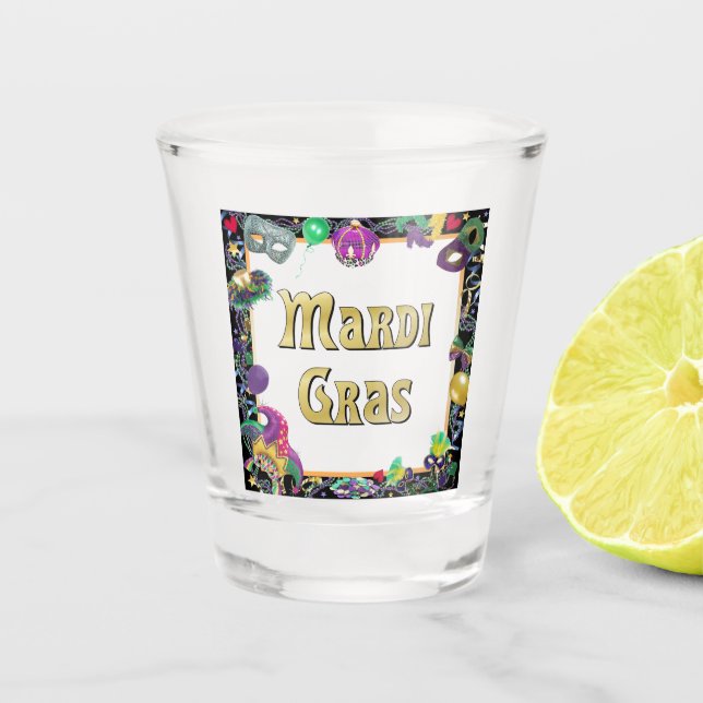 Mardi Gras Celebration Shot Glass (Front)