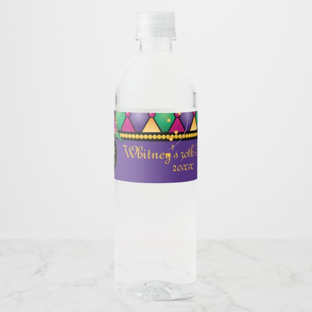 Mardi Gras! Celebration Water Bottle Label (Front)