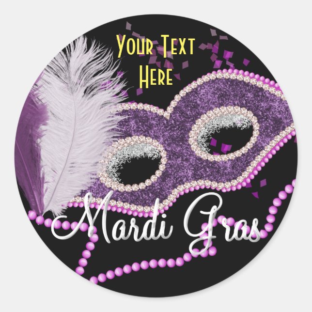 Mardi Gras Celebrations Fancy Mask Party Classic Round Sticker (Front)