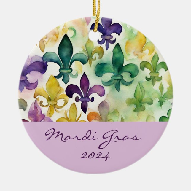 Mardi Gras Ceramic Tree Decoration (Front)