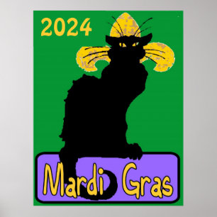 Mardi Gras Chat Noir, edit date Poster