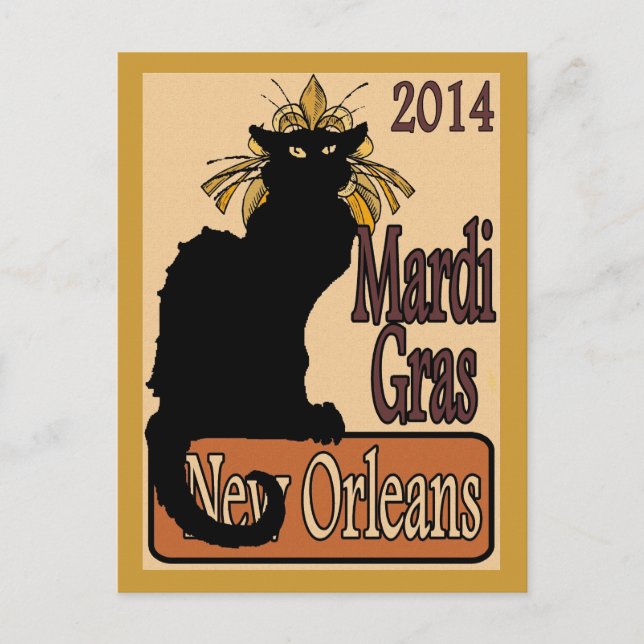 Mardi Gras Chat Noir Postcard (Front)