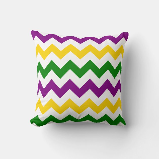 Mardi Gras Chevron Pattern Cushion (Front)
