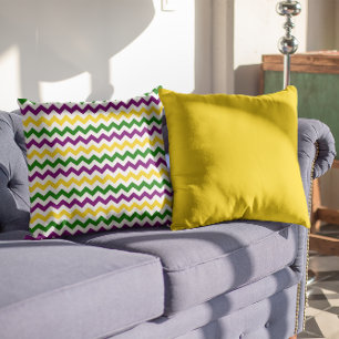 Mardi Gras Chevron Pattern Gold Cushion