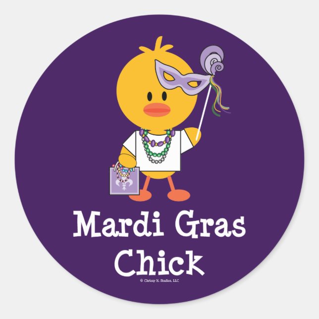 Mardi Gras Chick Stickers (Front)
