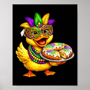 Mardi Gras Chick Yellow Duckling Duck Mask King Ca Poster