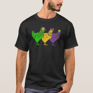 Mardi Gras Chicken Beads Festival Animals Jester H T-Shirt