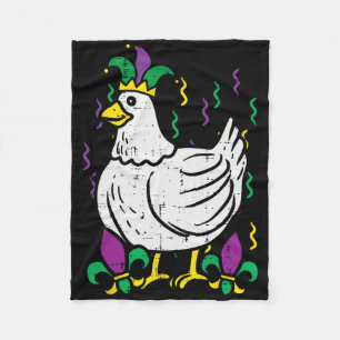 Mardi Gras Chicken Funny Outfit Farming Men Women  Fleece Blanket