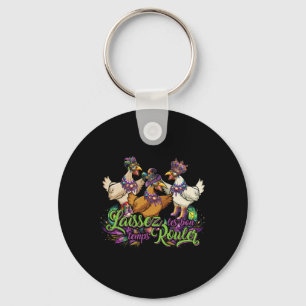 Mardi Gras Chicken Run Chicken Chase Fat Tuesday C Key Ring